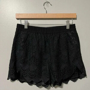Propaganda Black  Lace Pull On Lined Shorts